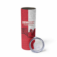 Custom Denmark Football Skinny Tumbler Red and Whites Scandinavia Pattern - Wonder Print Shop