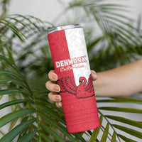 Custom Denmark Football Skinny Tumbler Red and Whites Scandinavia Pattern - Wonder Print Shop