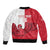Custom Denmark Football Sleeve Zip Bomber Jacket Red and Whites Scandinavia Pattern - Wonder Print Shop