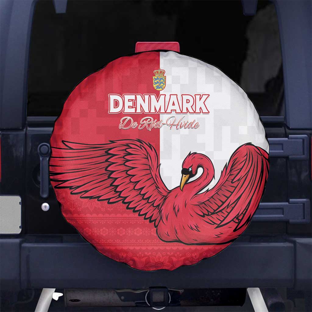 Denmark Football Spare Tire Cover Red and Whites Scandinavia Pattern - Wonder Print Shop