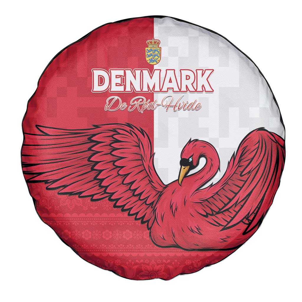 Denmark Football Spare Tire Cover Red and Whites Scandinavia Pattern - Wonder Print Shop