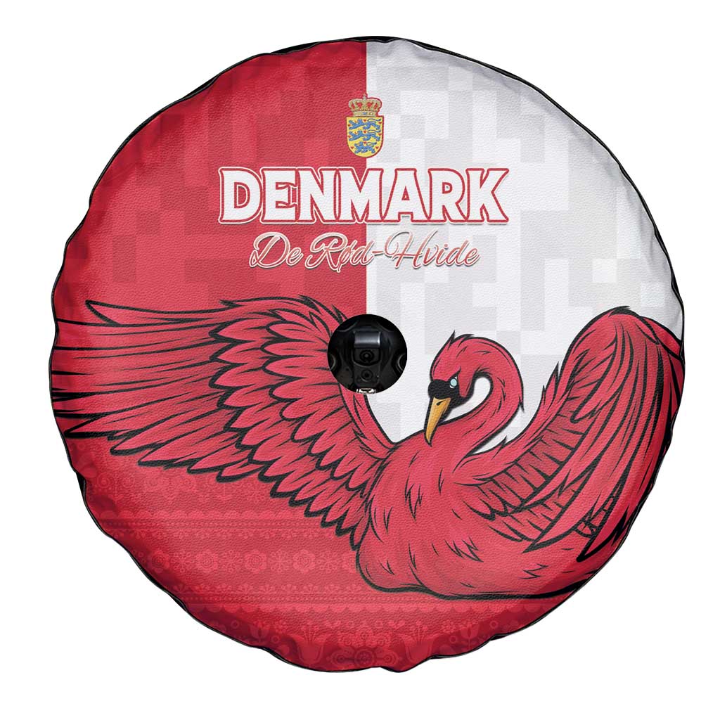 Denmark Football Spare Tire Cover Red and Whites Scandinavia Pattern - Wonder Print Shop
