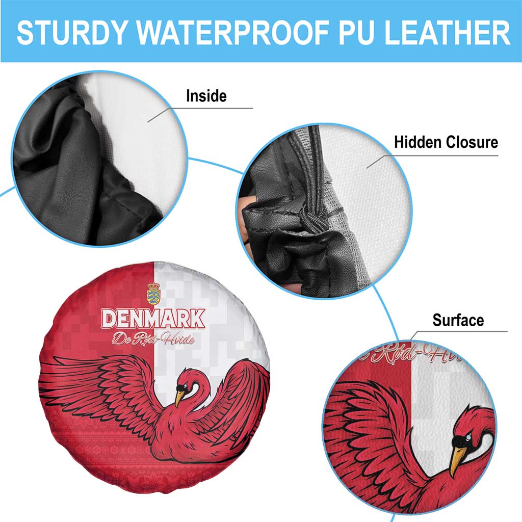 Denmark Football Spare Tire Cover Red and Whites Scandinavia Pattern - Wonder Print Shop