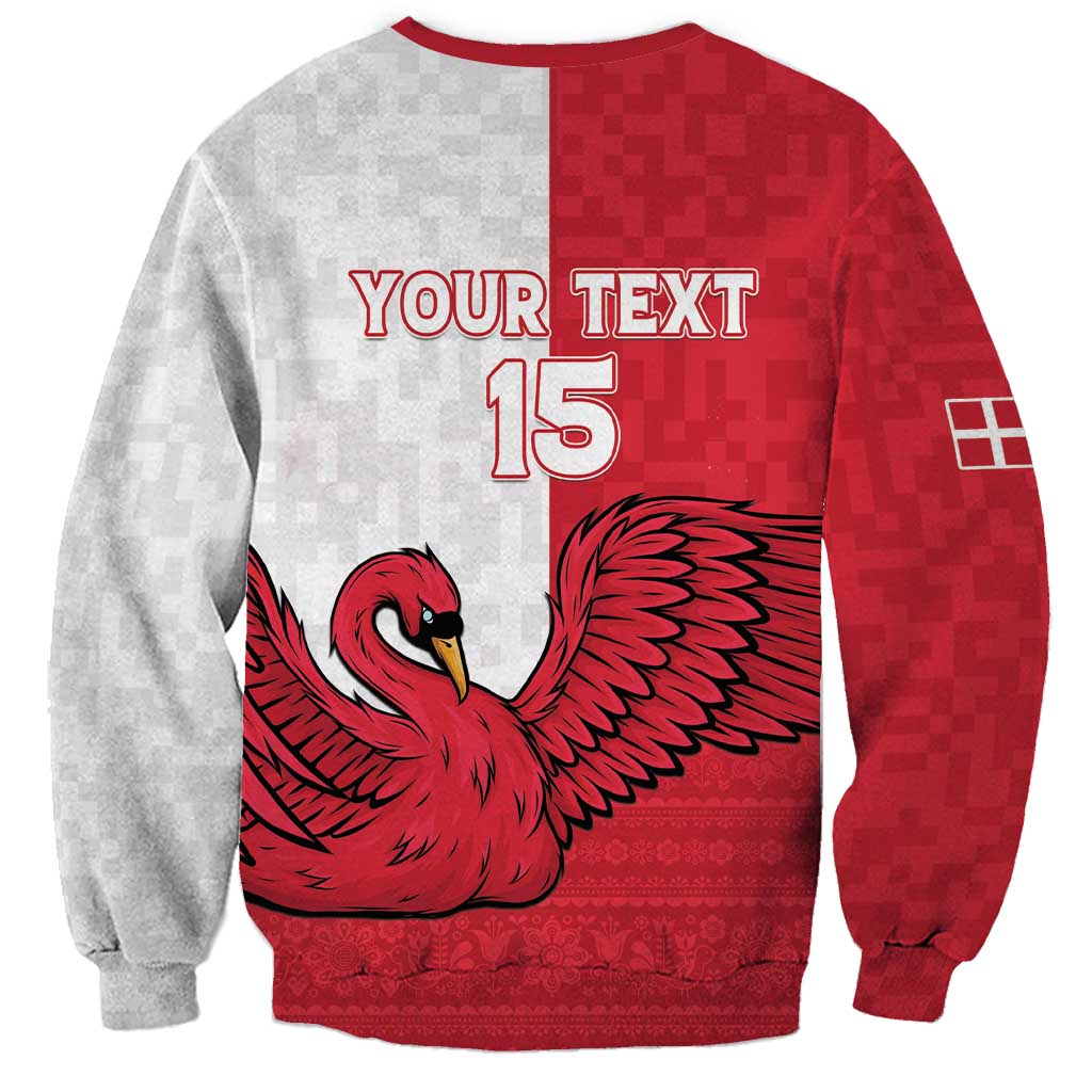 Custom Denmark Football Sweatshirt Red and Whites Scandinavia Pattern - Wonder Print Shop
