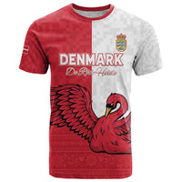 Custom Denmark Football T Shirt Red and Whites Scandinavia Pattern - Wonder Print Shop