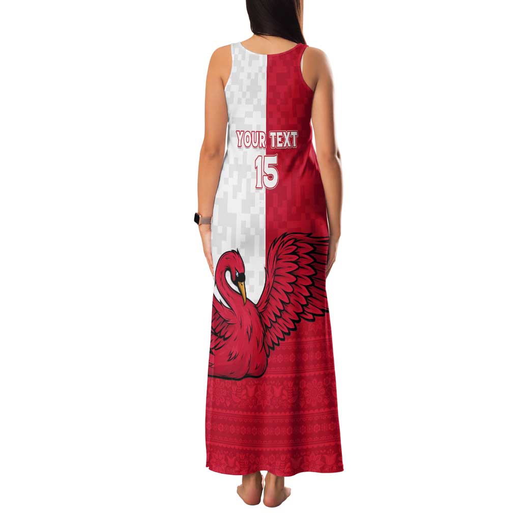 Custom Denmark Football Tank Maxi Dress Red and Whites Scandinavia Pattern - Wonder Print Shop