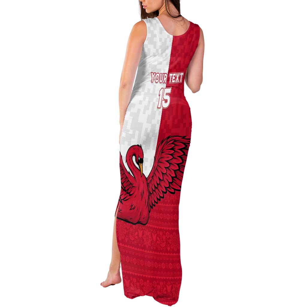 Custom Denmark Football Tank Maxi Dress Red and Whites Scandinavia Pattern - Wonder Print Shop