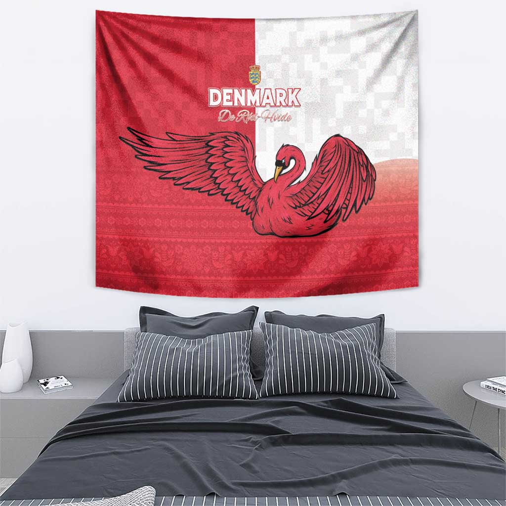 Denmark Football Tapestry Red and Whites Scandinavia Pattern - Wonder Print Shop