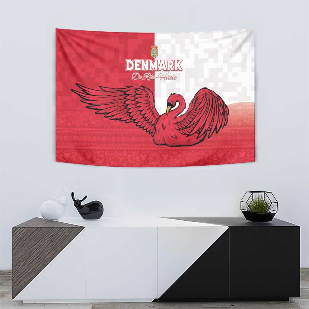 Denmark Football Tapestry Red and Whites Scandinavia Pattern - Wonder Print Shop