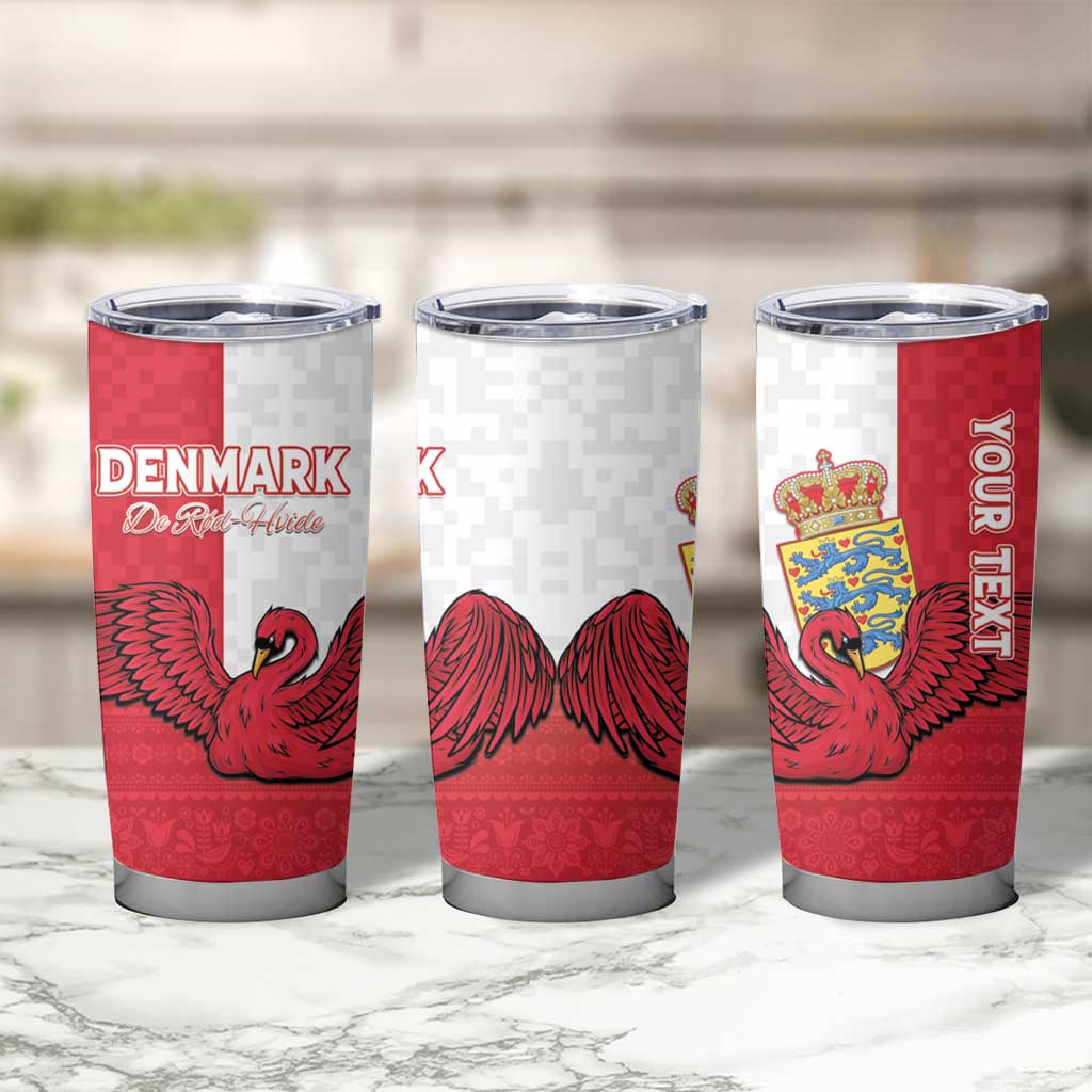 Custom Denmark Football Tumbler Cup Red and Whites Scandinavia Pattern - Wonder Print Shop