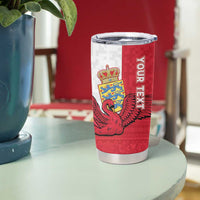 Custom Denmark Football Tumbler Cup Red and Whites Scandinavia Pattern - Wonder Print Shop