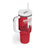 Custom Denmark Football Tumbler With Handle Red and Whites Scandinavia Pattern - Wonder Print Shop