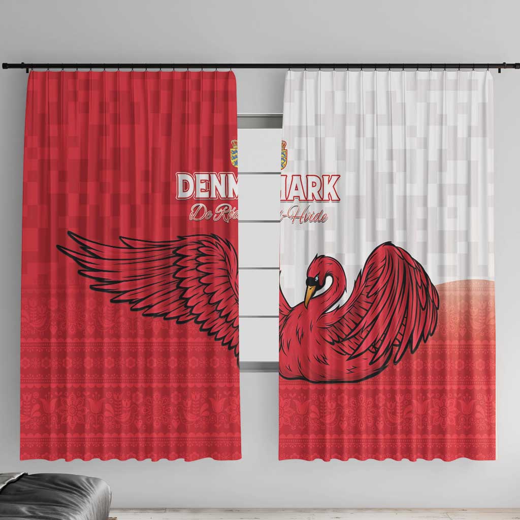 Denmark Football Window Curtain Red and Whites Scandinavia Pattern - Wonder Print Shop