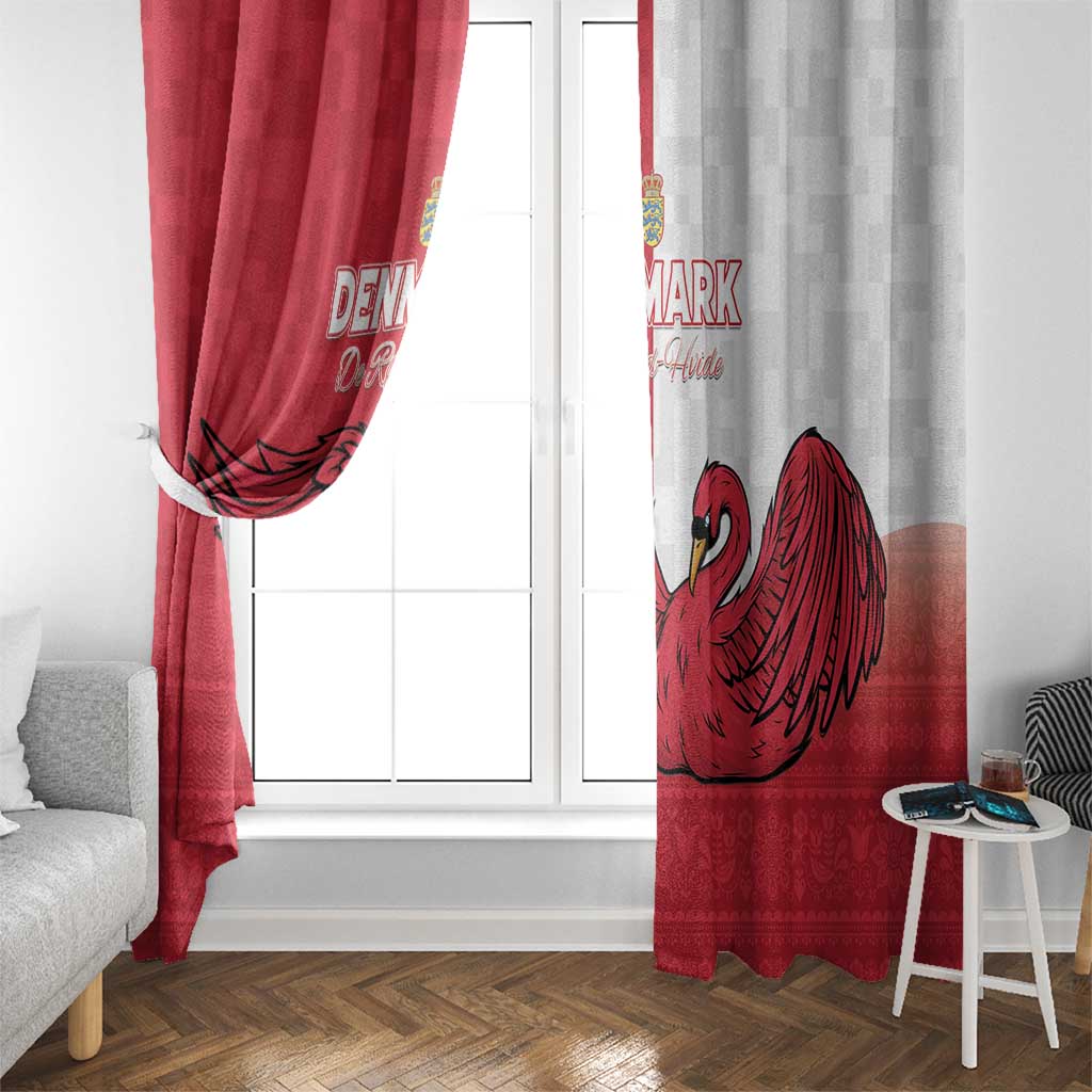 Denmark Football Window Curtain Red and Whites Scandinavia Pattern - Wonder Print Shop