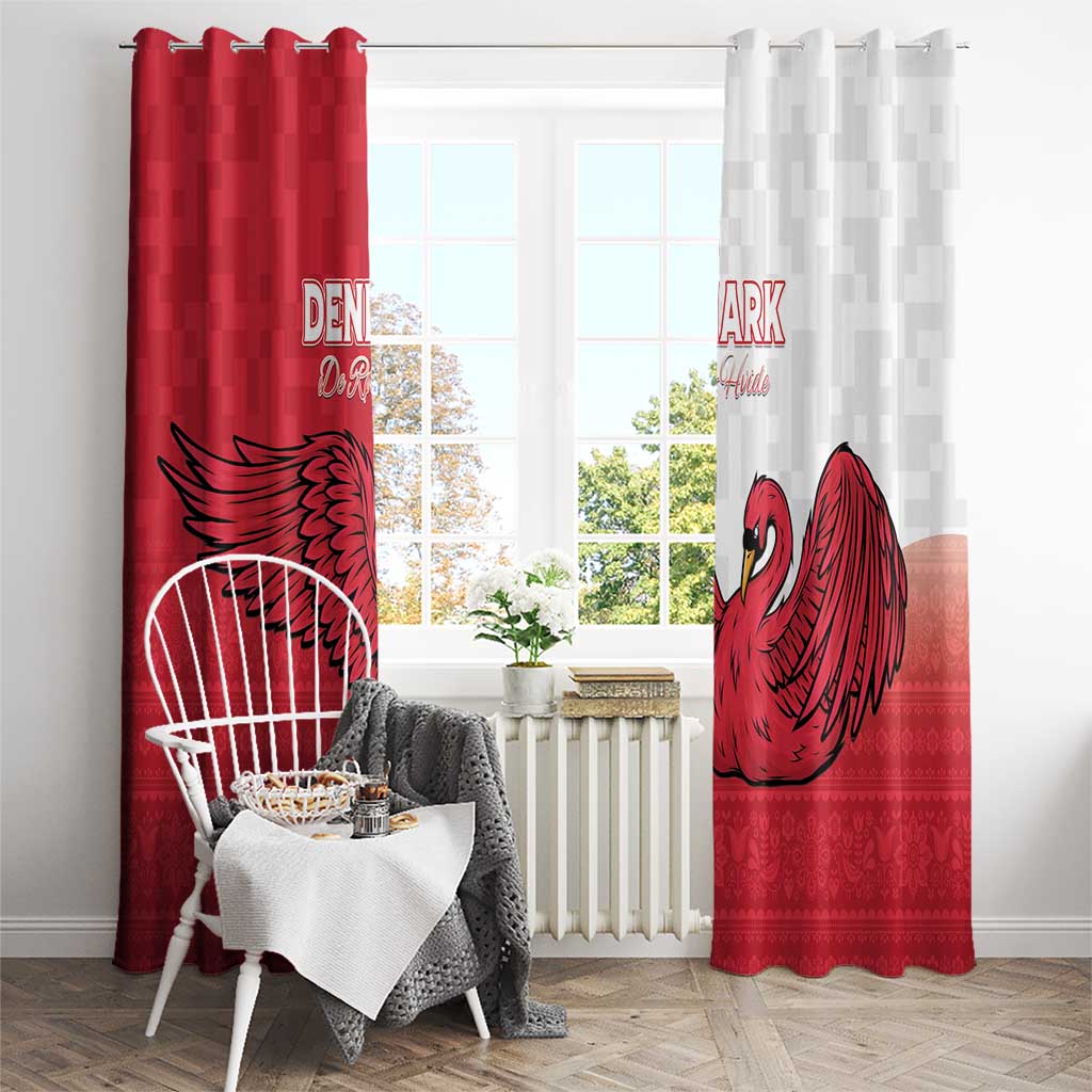Denmark Football Window Curtain Red and Whites Scandinavia Pattern - Wonder Print Shop