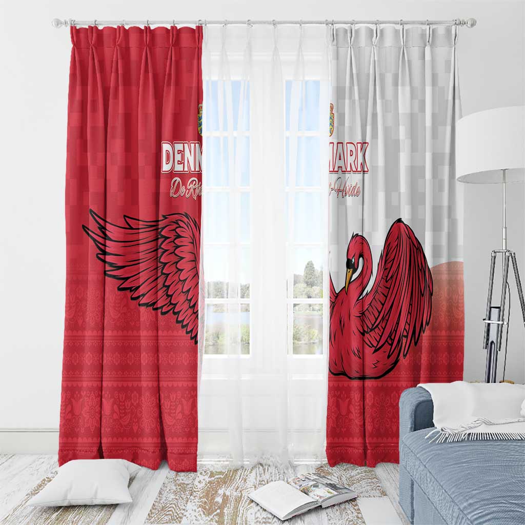 Denmark Football Window Curtain Red and Whites Scandinavia Pattern - Wonder Print Shop