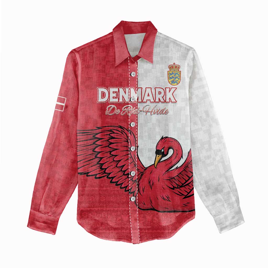 Custom Denmark Football Women Casual Shirt Red and Whites Scandinavia Pattern - Wonder Print Shop
