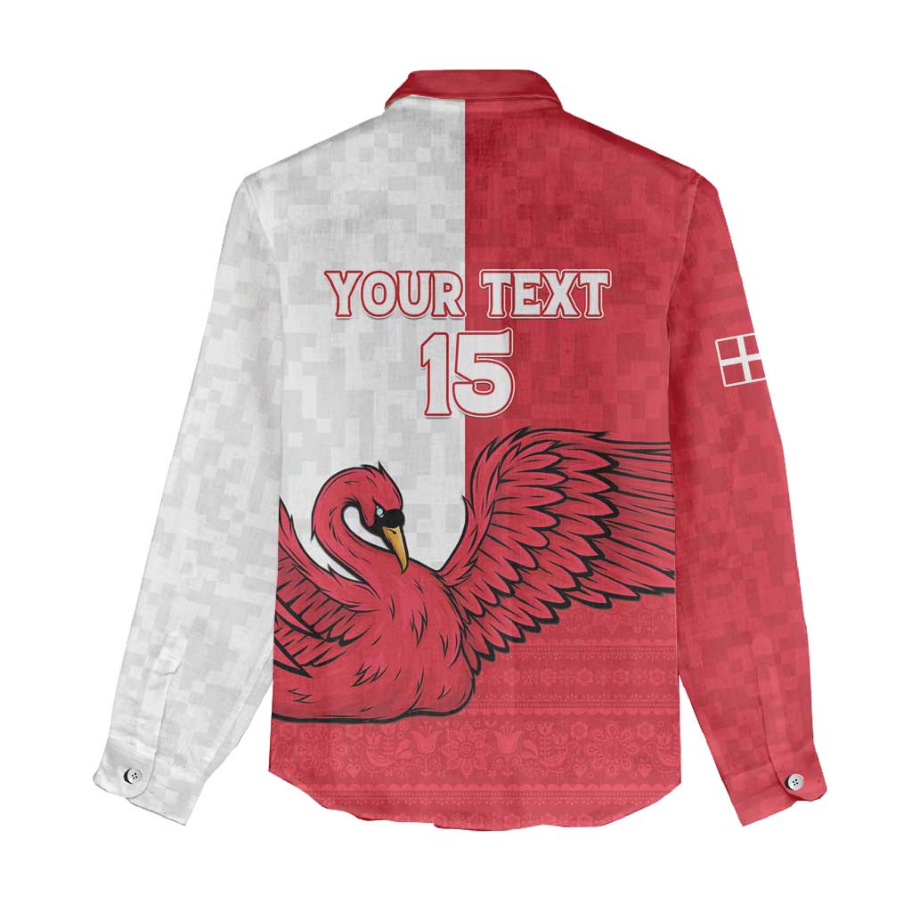 Custom Denmark Football Women Casual Shirt Red and Whites Scandinavia Pattern - Wonder Print Shop