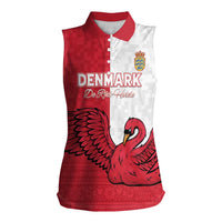 Custom Denmark Football Women Sleeveless Polo Shirt Red and Whites Scandinavia Pattern - Wonder Print Shop