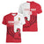 Custom Denmark Football Women V-Neck T-Shirt Red and Whites Scandinavia Pattern - Wonder Print Shop