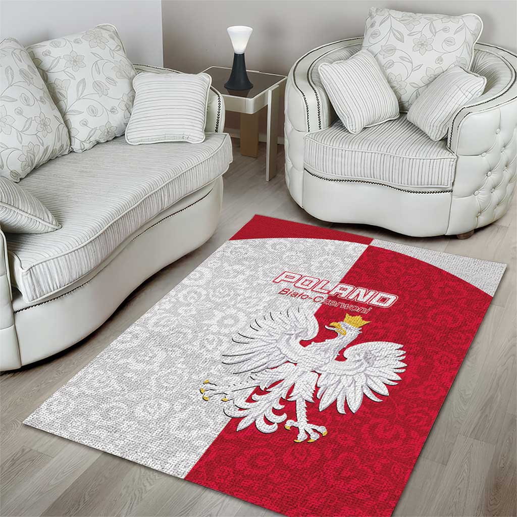 Poland Football Area Rug White-Reds Floral Polish Pattern - Wonder Print Shop