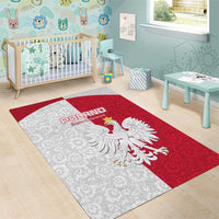Poland Football Area Rug White-Reds Floral Polish Pattern - Wonder Print Shop
