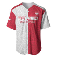Custom Poland Football Baseball Jersey White-Reds Floral Polish Pattern - Wonder Print Shop