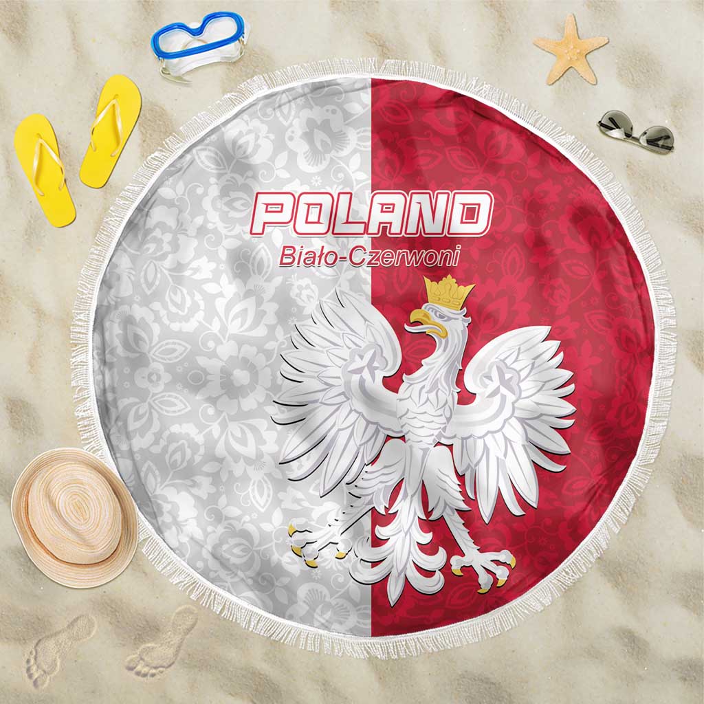 Poland Football Beach Blanket White-Reds Floral Polish Pattern - Wonder Print Shop
