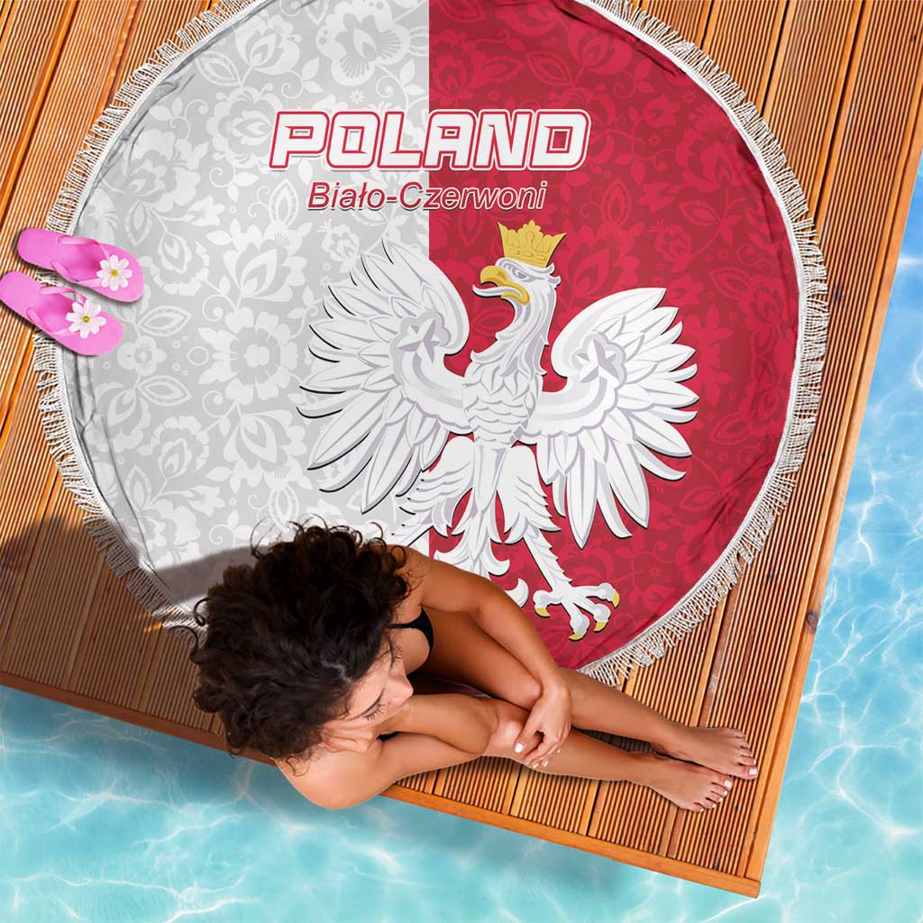 Poland Football Beach Blanket White-Reds Floral Polish Pattern - Wonder Print Shop