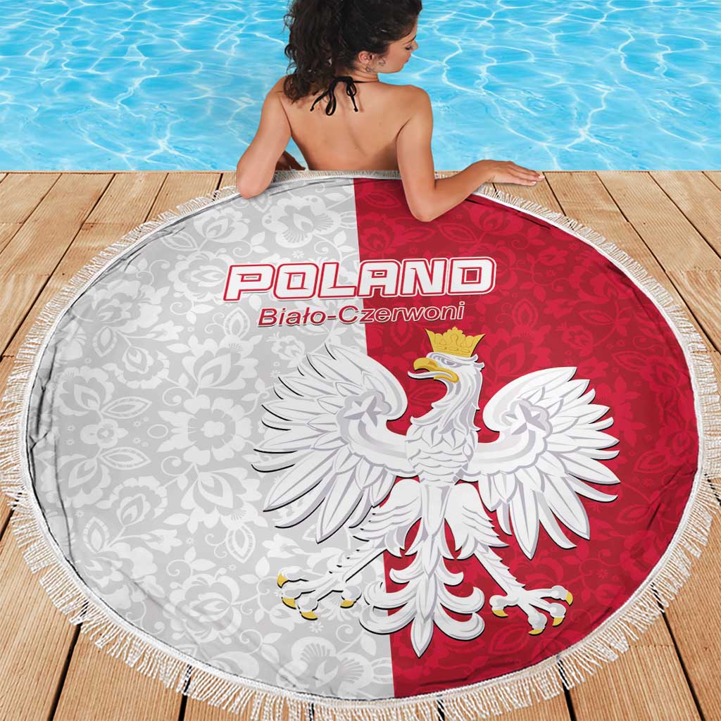Poland Football Beach Blanket White-Reds Floral Polish Pattern - Wonder Print Shop