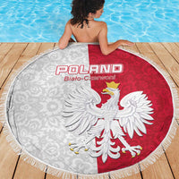 Poland Football Beach Blanket White-Reds Floral Polish Pattern - Wonder Print Shop