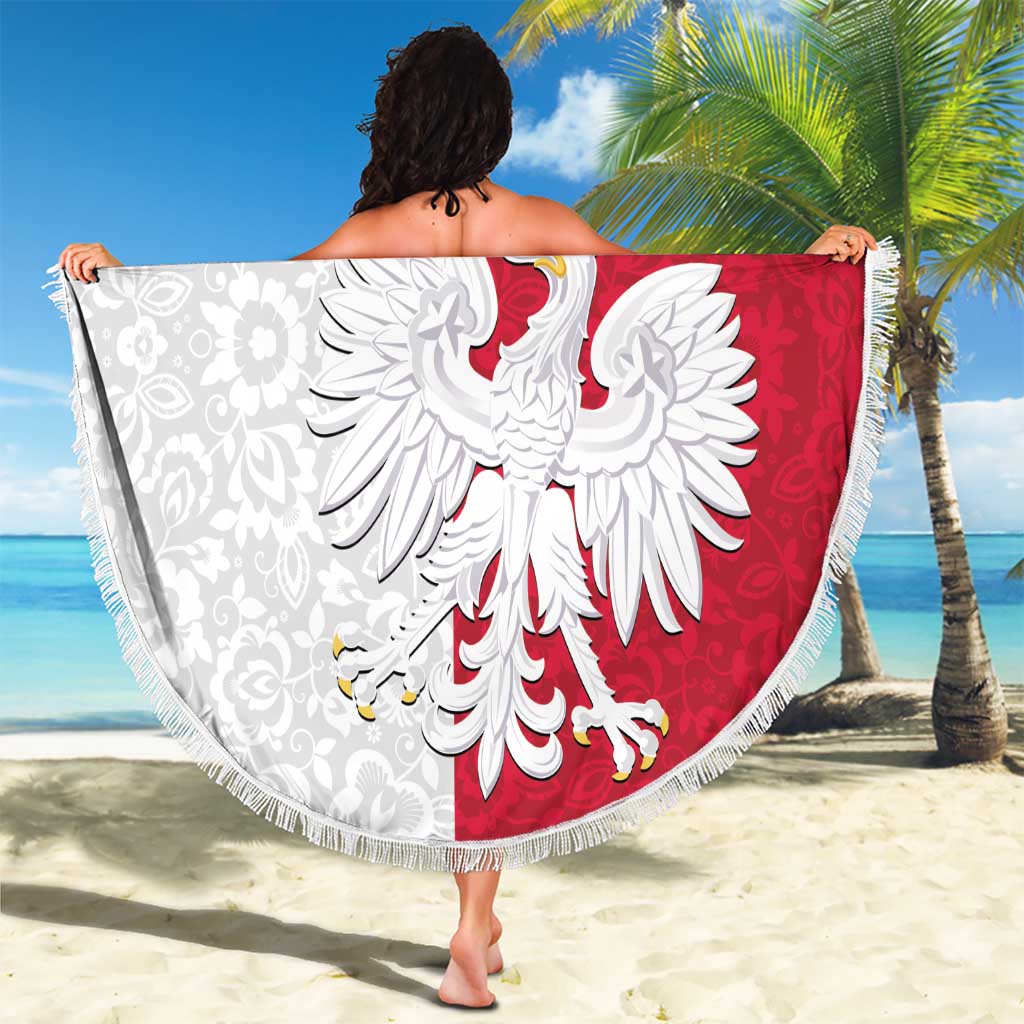Poland Football Beach Blanket White-Reds Floral Polish Pattern - Wonder Print Shop