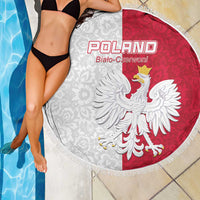 Poland Football Beach Blanket White-Reds Floral Polish Pattern - Wonder Print Shop