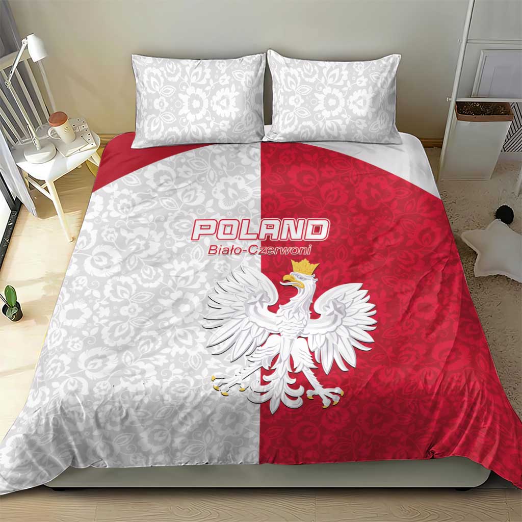 Poland Football Bedding Set White-Reds Floral Polish Pattern - Wonder Print Shop