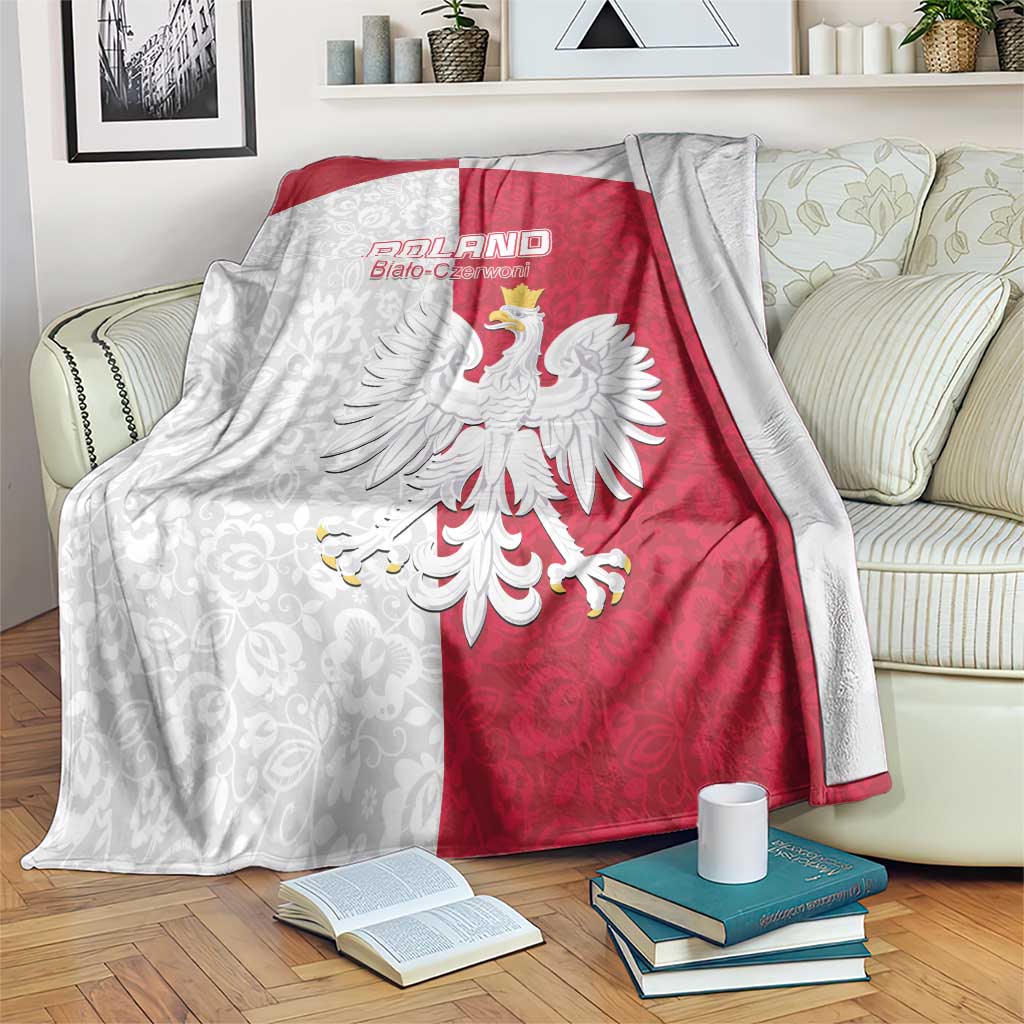 Poland Football Blanket White-Reds Floral Polish Pattern - Wonder Print Shop