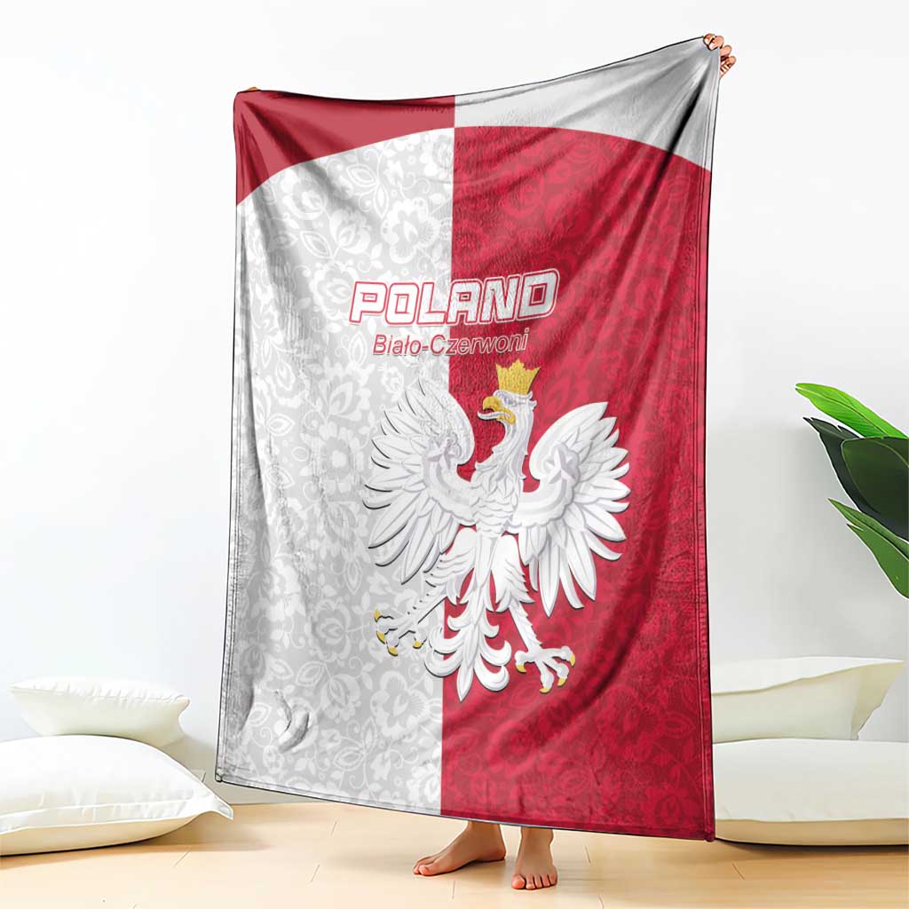 Poland Football Blanket White-Reds Floral Polish Pattern - Wonder Print Shop