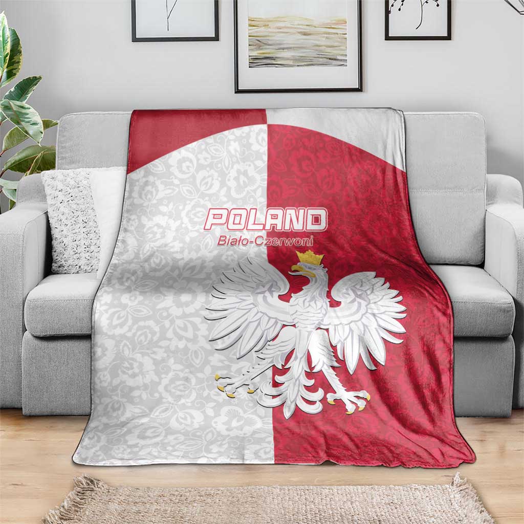 Poland Football Blanket White-Reds Floral Polish Pattern - Wonder Print Shop