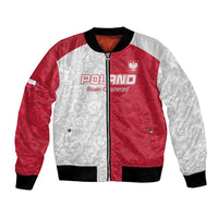 Custom Poland Football Bomber Jacket White-Reds Floral Polish Pattern - Wonder Print Shop