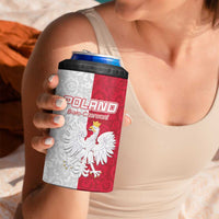 Custom Poland Football 4 in 1 Can Cooler Tumbler White-Reds Floral Polish Pattern - Wonder Print Shop