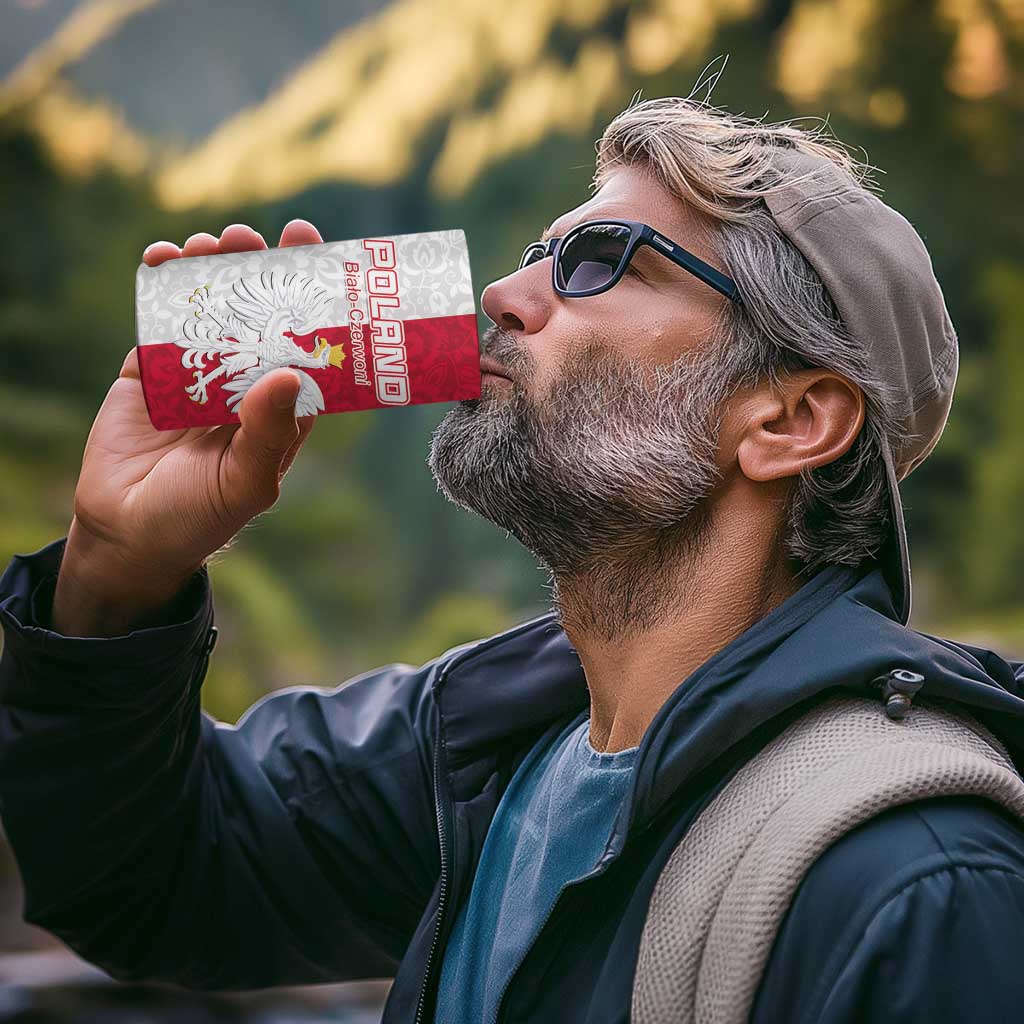 Custom Poland Football 4 in 1 Can Cooler Tumbler White-Reds Floral Polish Pattern - Wonder Print Shop