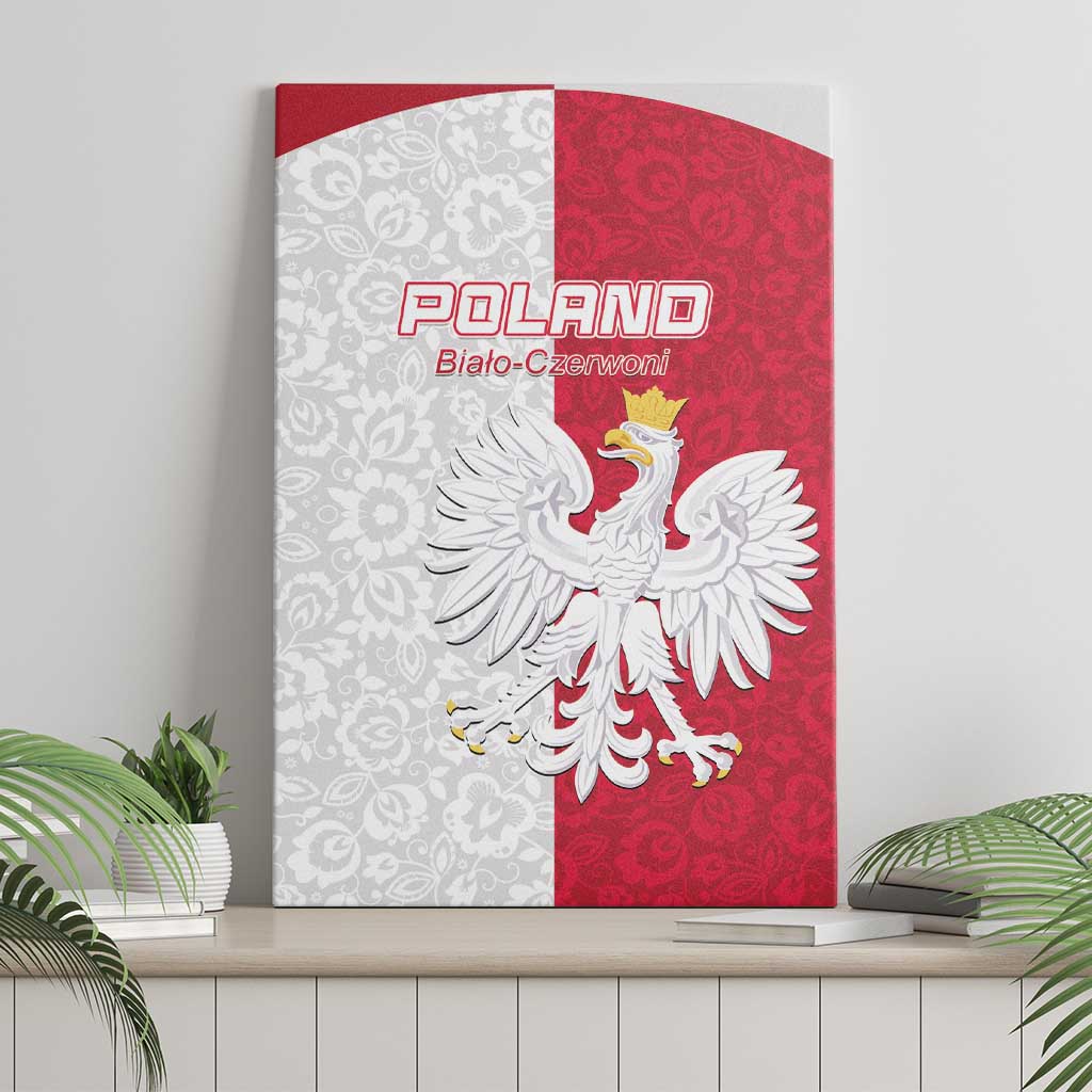 Poland Football Canvas Wall Art White-Reds Floral Polish Pattern - Wonder Print Shop