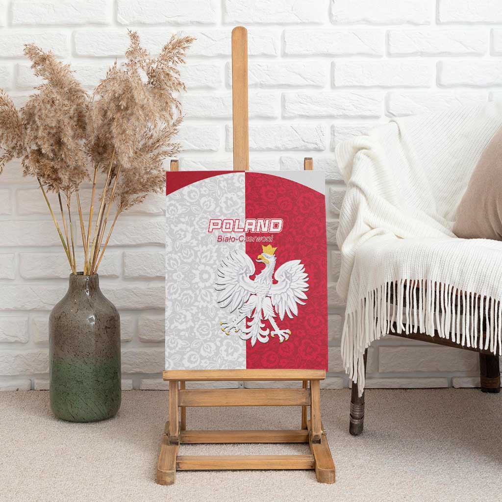 Poland Football Canvas Wall Art White-Reds Floral Polish Pattern - Wonder Print Shop