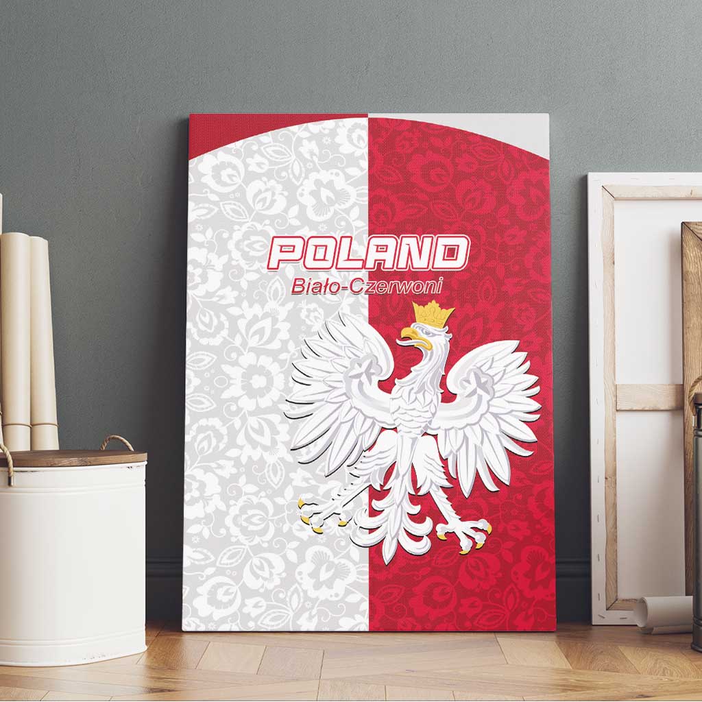 Poland Football Canvas Wall Art White-Reds Floral Polish Pattern - Wonder Print Shop