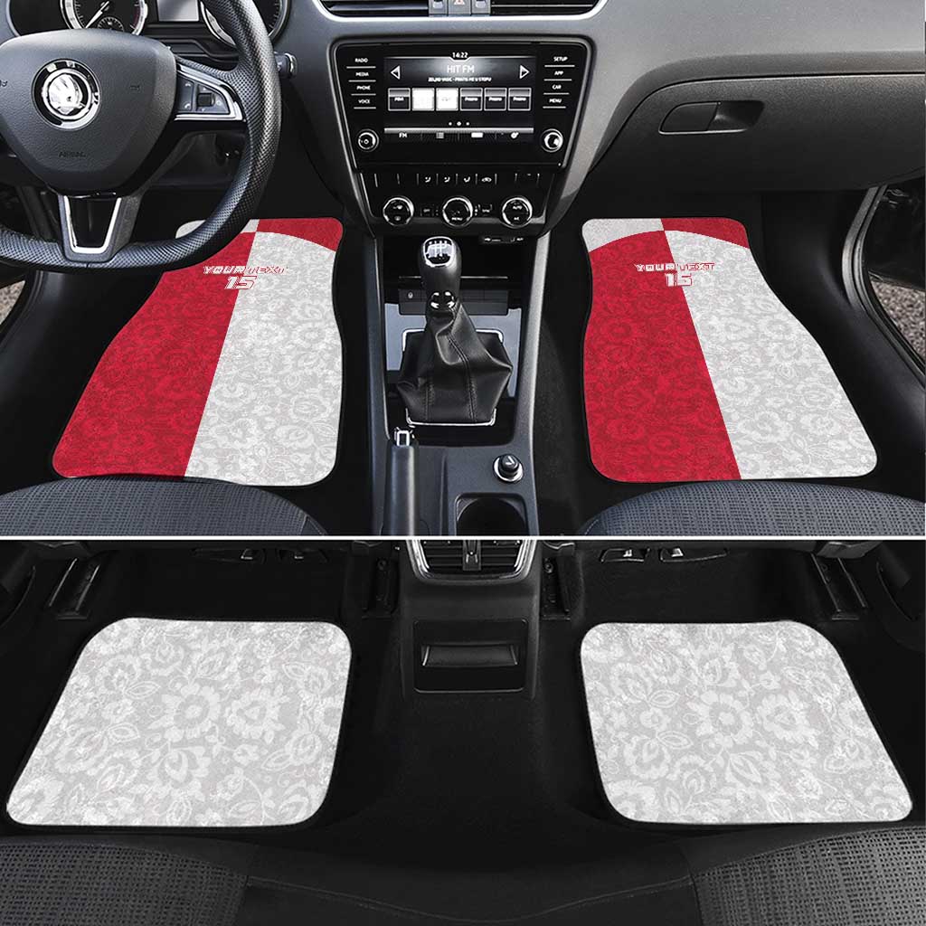 Poland Football Car Mats White-Reds Floral Polish Pattern - Wonder Print Shop