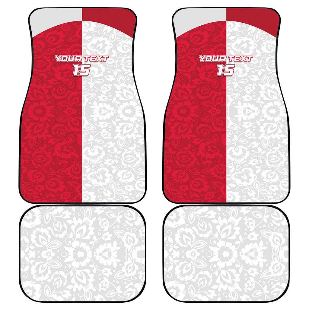 Poland Football Car Mats White-Reds Floral Polish Pattern - Wonder Print Shop