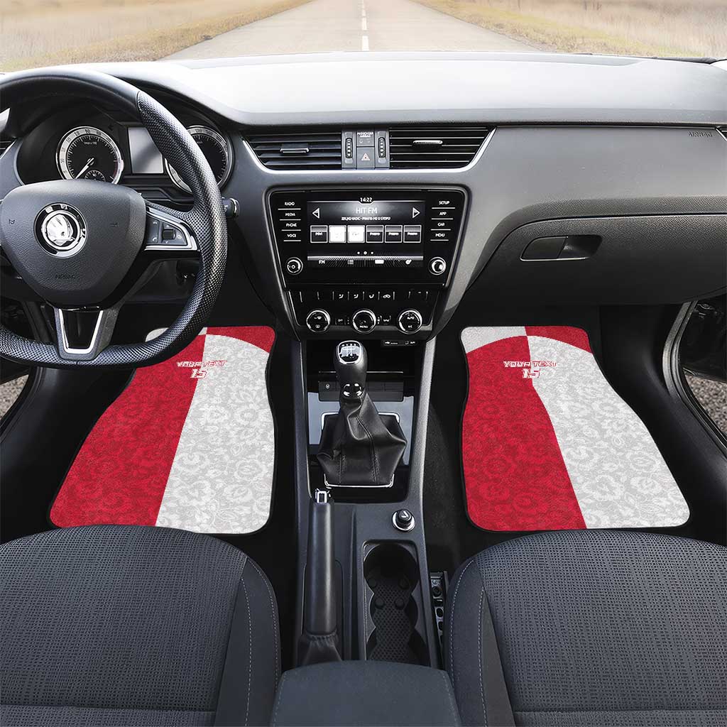 Poland Football Car Mats White-Reds Floral Polish Pattern - Wonder Print Shop