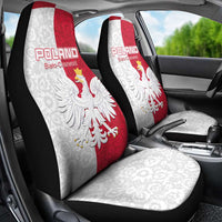 Poland Football Car Seat Cover White-Reds Floral Polish Pattern - Wonder Print Shop