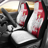 Poland Football Car Seat Cover White-Reds Floral Polish Pattern - Wonder Print Shop