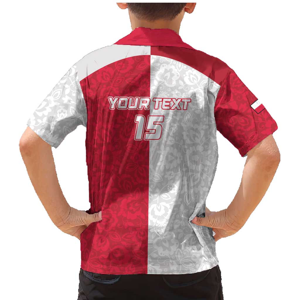 Custom Poland Football Family Matching Mermaid Dress and Hawaiian Shirt White-Reds Floral Polish Pattern - Wonder Print Shop