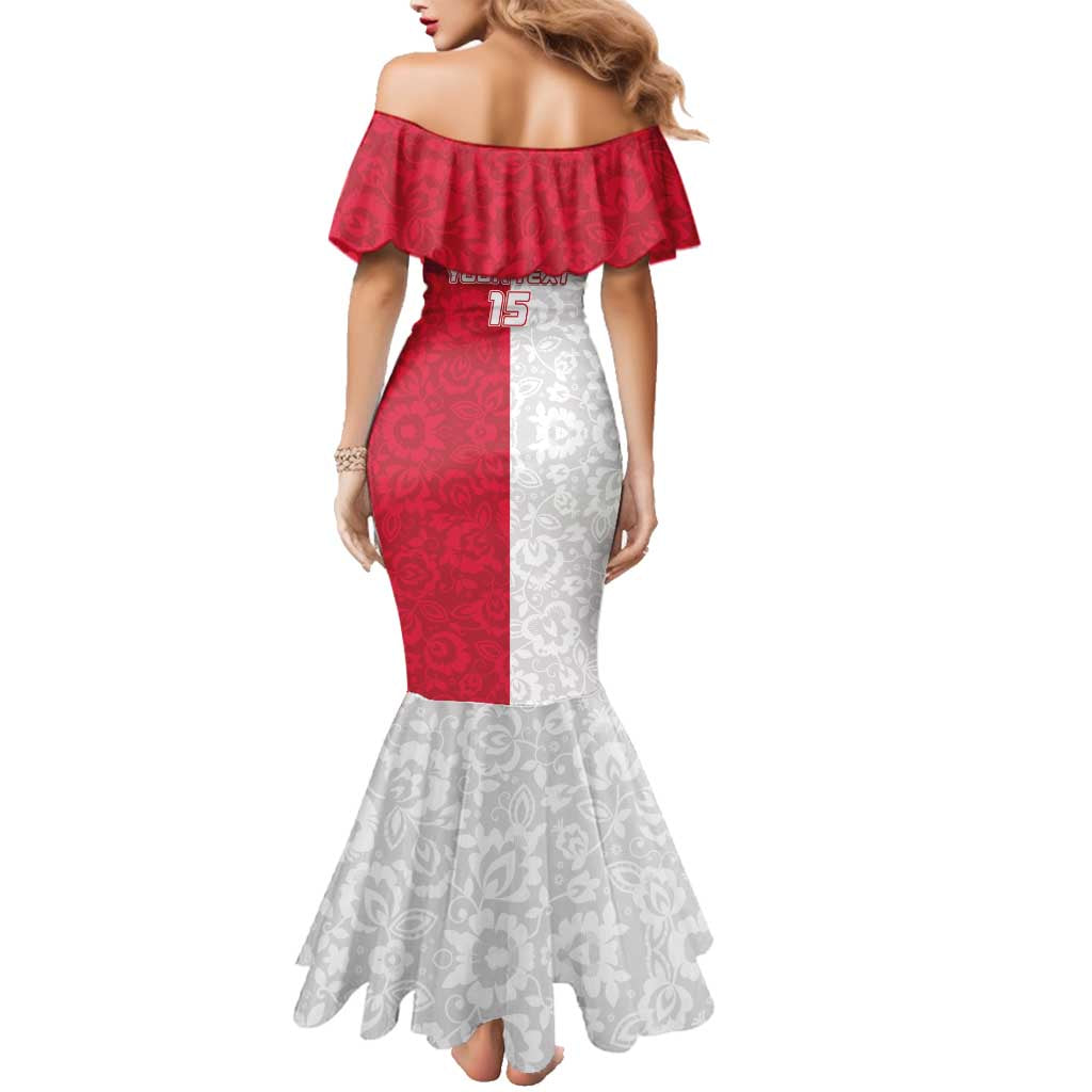 Custom Poland Football Family Matching Mermaid Dress and Hawaiian Shirt White-Reds Floral Polish Pattern - Wonder Print Shop